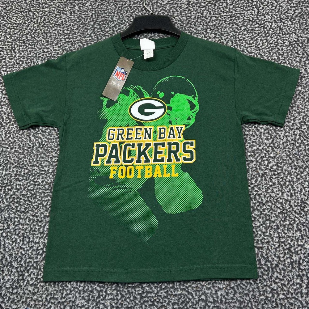 Green‎ Bay Packers Shirt Youth Medium NFL Team Apparel Short Sleeve Cotton New M